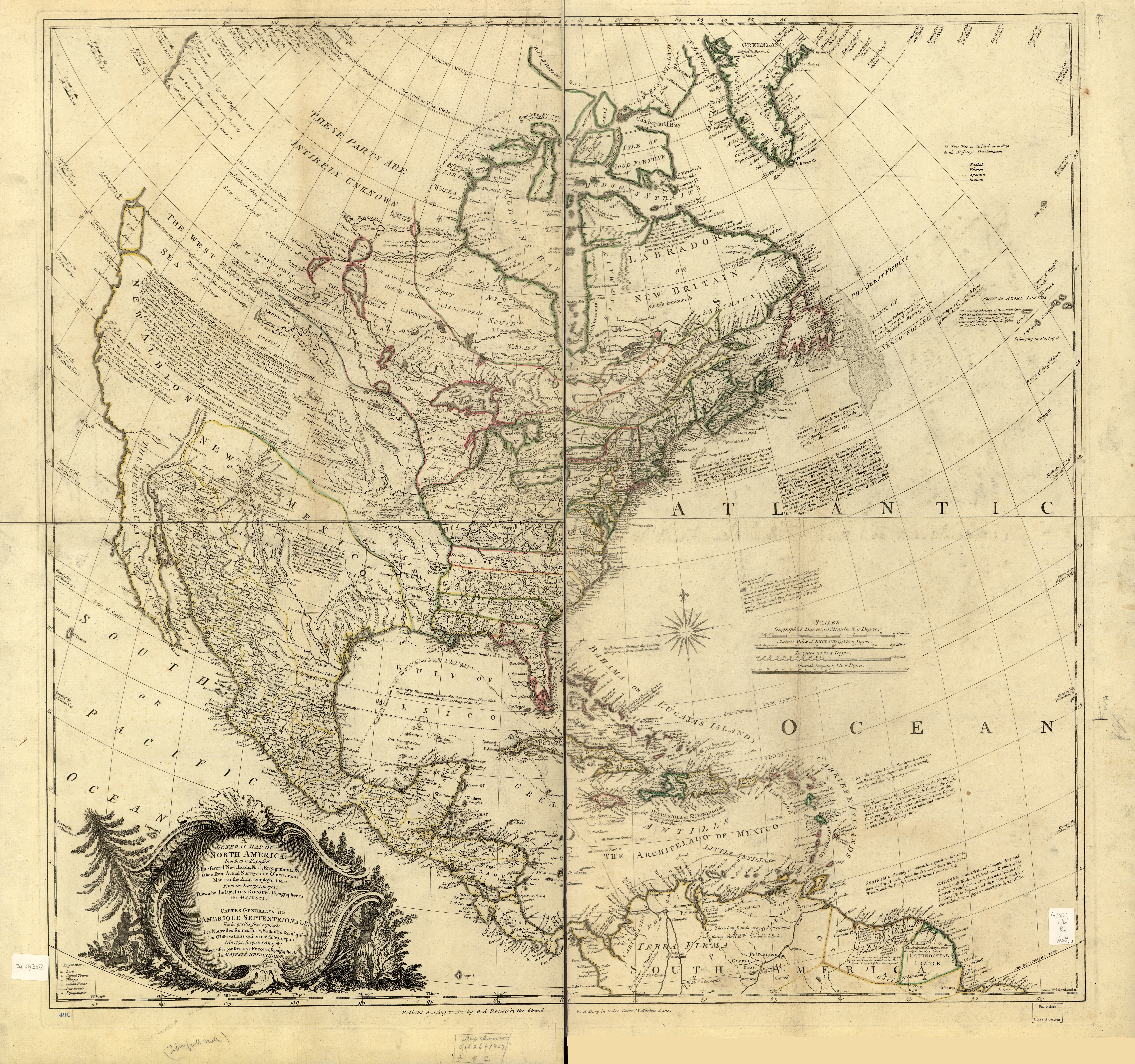LifeOfTheSaltonSea.ORG- A General Map of North America is a detailed drawing of the contient drawn by John Rocque.
